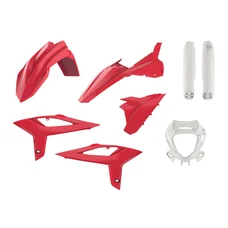 FAIRINGS/BODY PARTS FOR BETA 125, 250, 350, 390, 400, 480 RR 2 Stroke, 4 stroke 2020> Red/White - (OEM color)  (8 parts kit)   -POLISPORT-