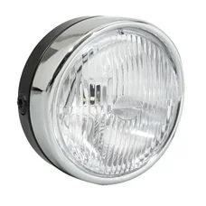PHARE/PROJECTEUR CYCLO ADAPTABLE PEUGEOT/MBK ROND DIAM 140mm NOIR AVEC CASQUETTE CHROMEE (BA20d)  -SELECTION P2R-
