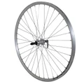 WHEEL FOR TREKKING BIKE- 700X35 REAR ER10 -ALUMINIUM DOUBLE-WALLED- ALUMINIUM HUB - SILVER -QUICK RELEASE- FREEWHEEL 7/6 Speed
