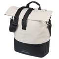 SACOCHE ARRIERE VELO LATERALE SAC BANDOULIERE BASIL COVE SHOPPER BLANC CASSE/NOIR DROIT/GAUCHE 14-16L FIXATION MIK HOOKS PORTE BAGAGE (36x14x29cm) AVEC POIGNEE FERMETURE PLIANTE IMPERMEABLE