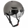 CASQUE VELO/TROTTINETTE ADULTE URBAIN/CITY CP03 GRIS ECLAIRAGE INTEGRE ET VISIERE TAILLE L REGLAGE MOLETTE - SELECTION P2R-