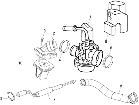 Carburateur complet - Raccord d'admission