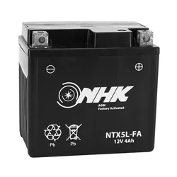 BATTERY 12V  4 Ah NTX5L FA NHK MF FACTORY ACTIVATED MAINTENANCE FREE "READY TO USE" (Lg114xWd71xH107) - PREMIUM QUALITY -EQUALS YTX5L-BS)