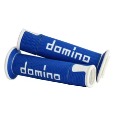 REVETEMENT POIGNEE DOMINO MOTO ON ROAD A450 BLEU/BLANC OPEN END 120-125mm (PAIRE)