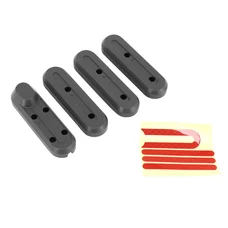WHEEL BOLT COVERS SET (4 - rear+front) with red reflectors stickers - FOR E-SCOOTER XIAOMI M365, PRO -black - SELECTION P2R-