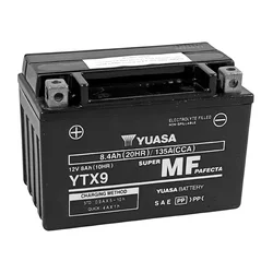 BATTERIE 12V 8 Ah YTX9 YUASA ACTIVEE EN USINE PRETE A L'EMPLOI (Lg152xL87xH107mm)