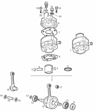 Arbre moteur - Cylindre - Piston