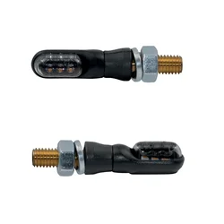 CLIGNOTANT MOTO TAAC FR01 3 LEDS FUME/NOIR (M8 / LONG 39mm / H 12mm) (PAIRE) QUALITE PREMIUM  -HOMOLOGUE ECE-