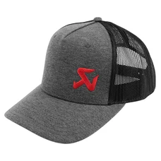 CASQUETTE AKRAPOVIC TYPE CAMIONNEUR GRIS FONCE/MAILLE NOIR (LOGO ROUGE)