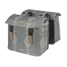DOUBLE BAG FOR BICYCLE -REAR-  BASIL ELEGANCE 40lt GREY - VELCRO TAPES ON REAR CARRIER  (49x36x8 cm)