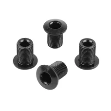 INTRAVIS PEDALIER SAMOX ACIER NOIR COMPATIBLE MONO PLATEAU 4 BRANCHES (JEU DE 4) - VIS ET CHEMINEE M8x0.75x10.3L + 4 cheminées aluminium M8x0.75x10.3L.