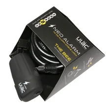 ANTITHEFT FOR BICYCLE - KEY COILED CABLE P2R Ø 12mm L 0.60m BLACK - WITH BRACKET+AUDIBLE ALARM.