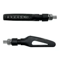 CLIGNOTANT SEQUENTIEL MOTO TAAC FR02 7 LEDS FUME/NOIR (M8 / LONG 96mm / H 15mm) (PAIRE) QUALITE PREMIUM  -HOMOLOGUE ECE-