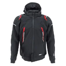 VESTE/BLOUSON ADX RSX NOIR/ROUGE  L  AVEC CAPUCHE AMOVIBLE (AVEC PROTECTIONS/SANS PLAQUE DORSALE)  (HOMOLOGUE NF EN 17092-4 : 2020)