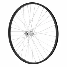 WHEEL FOR MTB- 26" FRONT - M 110 - Black - ALUMINIUM SILVER HUB - SOLID SPINDLE (sold with nuts 9X100)