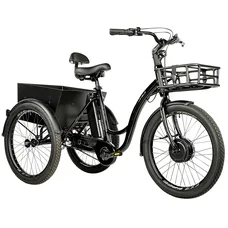 TRICYCLE ELECTRIQUE/VAE CITY LEADER FOX 24" LOVELO 2025 MIXTE NOIR BRILLANT 3V SHIMANO NEXUS MOTEUR ROUE AV BAFANG 36V 45Nm BATTERIE 16,7Ah (AVEC DIFFERENTIEL)