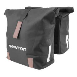 SACOCHE ARRIERE VELO DOUBLE NEWTON NOIR 22L FIXATION SANGLES SUR PORTE BAGAGE (35x12x27cm) FERMETURE PLIANT ANTI-PLUIE