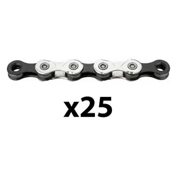 CHAINE VELO 11V. ROUTE/VTT  KMC GRISE/NOIR 114 MAILLONS COMPATIBLE SHIMANO/SRAM (VENDU AU CARTON DE 25 POUR ATELIER)