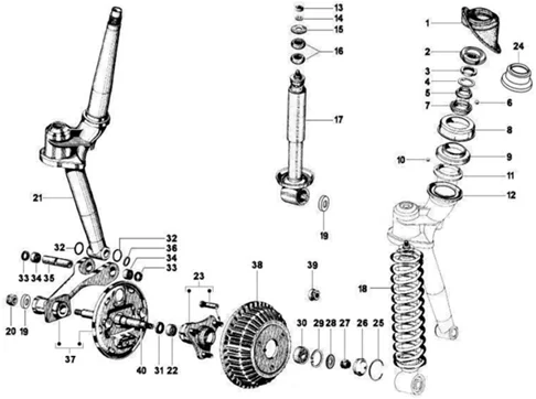 Fourche/tube direction - ensemble butee dir.