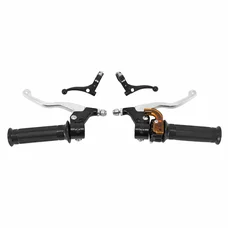 GAS HANDLE+LEVERS - KIT FOR MOPED- TARGA MINI METALIC / PLASTIC BLACK / CHROME