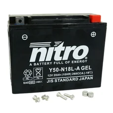 BATTERIE 12V 20 Ah N50-N18L-A NITRO SLA SANS ENTRETIEN PRETE A L'EMPLOI  (Lg205xL90xH162mm) (EQUIVALENT Y50N18L-A / AGM / GEL)