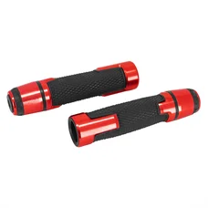 REVETEMENT POIGNEE AVOC MOTO ON ROAD ANTIDERAPANTE AVEC EMBOUT DE GUIDON ADAPTABLE YAMAHA 700 MT-07 ROUGE ANODISE (PAIRE)