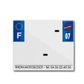 BANDE PLAQUE MOTO 170x145 POUR PVC AVEC RAISON SOCIALE DEP. 07/EURO (VENDU A L'UNITE)