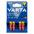 PILE LR03  1.5V  VARTA ALCALINE LONGLIFE MAX POWER LR03 - AAA (VENDU PAR 4)