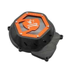 CARTER ALLUMAGE 50 A BOITE KRM PRO RIDE POUR MINARELLI 50 AM6/BETA 50 RR/RIEJU 50 MRT/SHERCO 50 SM-R, SE-R NOIR/ORANGE (PARTIE ALU REVERSIBLE)
