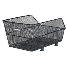 PANIER ARRIERE ACIER NID ABEILLE BASIL CENTO NOIR FIXATION REGLABLE SUR PORTE BAGAGE IDEAL POUR E-BIKE/VAE (L38xl24xH13,5cm) COMPATIBLE LEADER FOX