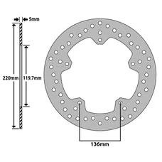DISQUE DE FREIN ADAPTABLE BMW 1000 S R 2013>2018 AR, S RR 2009>2018 AR, S RR HP4 2013>2014 AR  (EXT 220mm - INT 119.7 mm - 5 TROUS)  (DF5297A)  -NEWFREN-