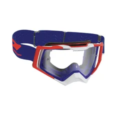 MASQUE/LUNETTES CROSS PROGRIP 3309 TR RAPID BLEU/ROUGE/BLANC ECRAN TRANSPARENT ANTI-RAYURES/ANTI U.V./ANTI-BUEE (HOMOLOGUE CE-EN-N° AC-96025 REV.2)