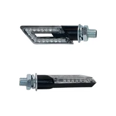 CLIGNOTANT MOTO TAAC FR20 16 LEDS TRANSPARENT/NOIR (M8 / LONG 66mm / H 20mm) (PAIRE) QUALITE PREMIUM  -HOMOLOGUE ECE-
