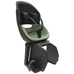 PORTE BEBE/SIEGE ENFANT ARRIERE PRODIGEE ICON A FIXER SUR PORTE BAGAGE FIXATION ETAU NOIR COUSSIN VERT JADE AVEC SERRURE (JUSQU'A 22 kg MAX) (HOMOLOGUE CE EN 14344)