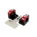 PONTET/SURPONTET RIGIDIFICATEUR 50 A BOITE KRM PRO RIDE POUR GUIDON DIAM 28,6 mm ALU CNC NOIR/ROUGE (AVEC SUPPORT DE COMPTEUR) (PAIRE)