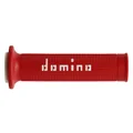 REVETEMENT POIGNEE DOMINO MOTO ON ROAD A010 ROUGE/BLANC OPEN END 120-125mm (PAIRE)