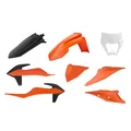 FAIRINGS/BODY PARTS FOR KTM 250, 300 EXC, 250, 350, 450, 500 EXC-F, 250, 300 XC-W, 250, 300 XCF-W 2020>  Orange KTM/White/Black - (OEM color)  (8 parts kit)   -POLISPORT-