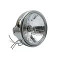 PHARE/OPTIQUE MOTO AVOC TYPE GUZZI DIAM 200 mm CUVELAGE OPTIQUE LISSE Ø180mm LAMPE H4 60/55W + FEU DE POSITION CHROME CORPS ACIER (HOMOLOGUE CE)