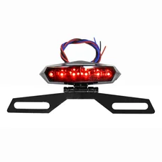 SUPPORT DE PLAQUE IMMATRICULATION AVEC FEU 50 A BOITE/MOTO AVOC LUNAR FEU UNIVERSEL A LEDS NOIR COUVERCLE FUME  -HOMOLOGUE CE-