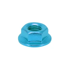 ECROU 6 PANS EPAULE M6 ALU BLEU (SACHET DE 6 PIECES)  -SELECTION P2R-