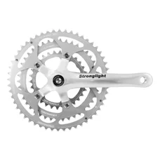 PEDALIER ROUTE STRONGLIGHT 9/10V. IMPACT ARGENT 170mm 52-42-30 COMPATIBLE 8/9V. (AXE CARRE 115mm)