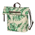 SINGLE BAG FOR BICYCLE -REAR-TURN INTO BACKPACK- BASIL EVERGREEN DAYPACK BEIGE-WITH LEATHER HANDLE- LEFT or RIGHT - 14/19Lt - HOOKS ON CARRIER - WATERPROOF FOLDING CLOSING
