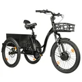 TRICYCLE ELECTRIQUE/VAE CITY LEADER FOX 24" CURTIS 2025 MIXTE NOIR BRILLANT 8V SHIMANO NEXUS MOTEUR ROUE AV BAFANG 36V 45Nm BATTERIE 16,7Ah (LARGEUR HORS TOUT 75cm)