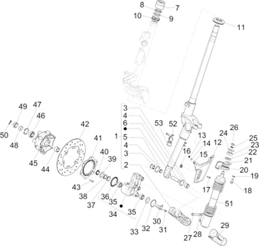 Fourche/tube direction - Ensemble butée dir.