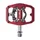 PEDALE VTT PLATEFORME SWITCH CRANK FLIP DOUBLE FONCTION ALU CNC ROUGE FILETAGE 9/16 AVEC PICOTS (PAIRE) (CALES SHIMANO SPD INCLUS) 85x70mm