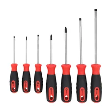 TOURNEVIS (JEU DE 7 EN BOITE : 4 PLATS 3 / 4 / 5.5 / 6.5mm + 3 CRUCIFORMES PH0, PH1, PH2)  -P2R-