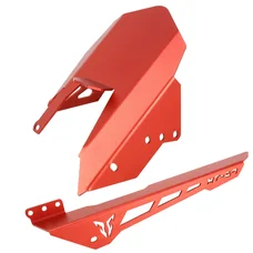 LECHE ROUE/GARDE BOUE AR MOTO ADAPTABLE AVEC PROTEGE CHAINE POUR YAMAHA 700 MT-07 2014> ALU CNC ANODISE ROUGE AVEC MOTIF -AVOC