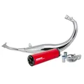 POT 50 A BOITE VOCA CHROMED POUR MINARELLI 50 AM6, BETA 50 RR 1999>2011/RIEJU 50 MRT, SMX, RMX, RR/PEUGEOT 50 XPS, XP6/MBK 50 X-LIMIT/YAMAHA 50 DTR (PASSAGE BAS - SILENCIEUX ALU ROUGE)