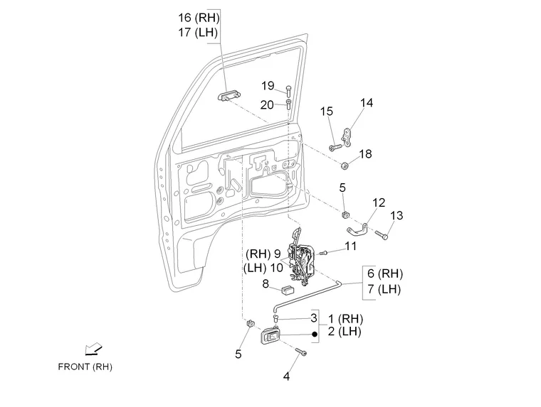 Composants des portes avant 