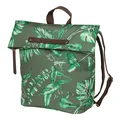 SINGLE BAG FOR BICYCLE -REAR-TURN INTO BACKPACK- BASIL EVERGREEN DAYPACK -THYME COLOUR - WITH LEATHER HANDLE- LEFT or RIGHT - 14/19Lt - HOOKS ON CARRIER - WATERPROOF FOLDING CLOSING